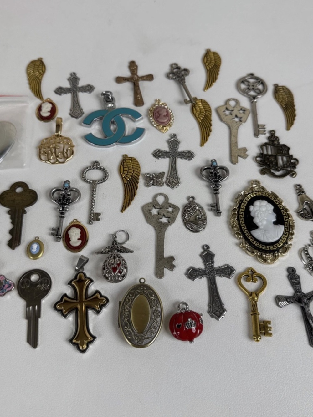Religious / Keys / Lockets Pendants Mixed Lot - 38 Pieces